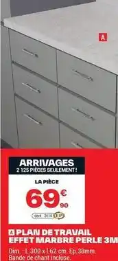 Brico Dépôt 3m - plan de travail effet marbre perle 3m offre