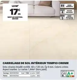 Brico Dépôt Carrelage de sol intérieur tempio creme offre