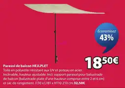 JYSK HEJLPLET Parasol de balcon offre