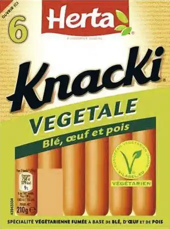 Petit Casino Knacki Vegetale Ble, Oeuf Et Pois Herta offre