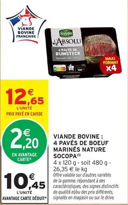 Intermarché Hyper Socopa 4 Pavés de Bœuf offre