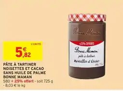 Intermarché Hyper Bonne Maman Pâte à tartiner noisettes et cacao offre