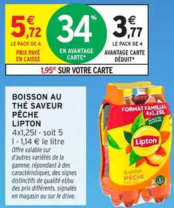 Intermarché Hyper Lipton Boisson au thé saveur pêche offre