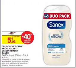 Intermarché Hyper Sanex Gel douche Derma Thérapie anti-dessèchement offre