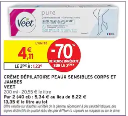 Intermarché Hyper Veet Crème dépilatoire peaux sensibles corps et jambes offre