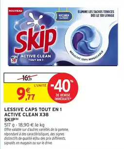 Intermarché Hyper SKIP Lessive caps tout en 1 Active Clean offre