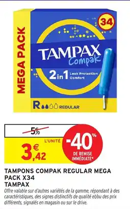 Intermarché Hyper TAMPAX Tampons Compak Regular offre