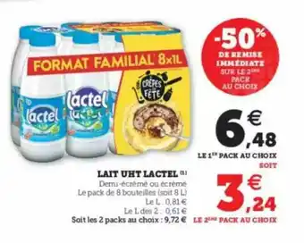Hyper U Lait Uht Lactel offre