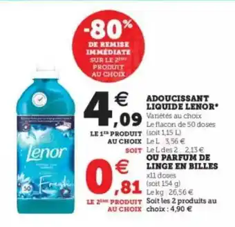 Hyper U Adoucissant Liquide Lenor Ou Parfum De Linge En Billes offre