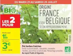 Carrefour Carrefour Bio Pot herbes fraîches offre