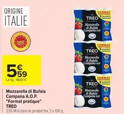 Carrefour TREO Mozzarella di Bufala Campana A.O.P. offre