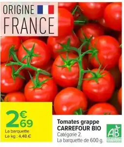 Carrefour CARREFOUR BIO Tomates grappe offre