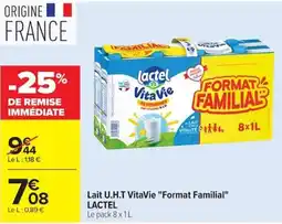 Carrefour Lactel Lait U.H.T VitaVie offre