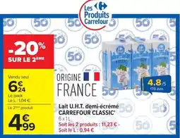 Carrefour Carrefour Classic Lait U.H.T. demi-écrémé offre