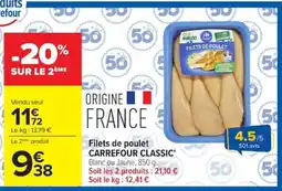 Carrefour Carrefour Classic Filets de poulet offre