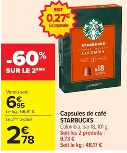 Carrefour STARBUCKS Capsules de café offre