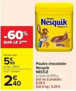 Carrefour Nesquik Poudre chocolatée offre