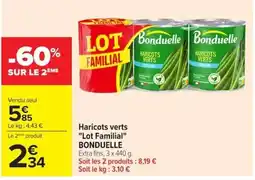 Carrefour Bonduelle Haricots verts offre