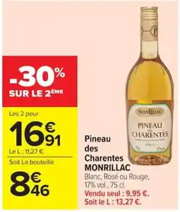 Carrefour MONRILLAC Pineau des Charentes offre