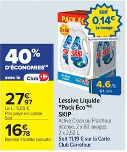 Carrefour SKIP Lessive Liquide offre