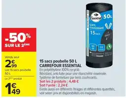 Carrefour Carrefour Essential sacs poubelle offre