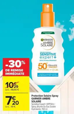 Carrefour Garnier Ambre Solaire Protection solaire spray offre