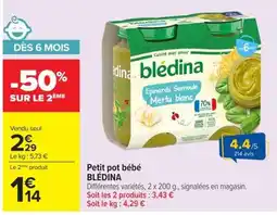 Carrefour bledina Petit pot bébé offre