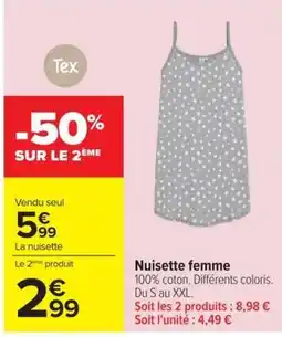Carrefour Tex Nuisette femme offre