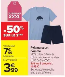 Carrefour Pyjama court homme offre