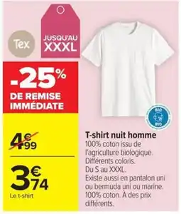 Carrefour Tex T-shirt nuit homme offre