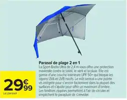 Carrefour Sport-Brella Ultra Parasol de plage 2 en 1 offre