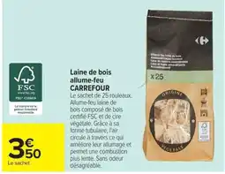 Carrefour CARREFOUR Laine de bois allume-feu offre