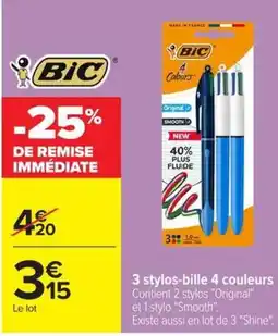 Carrefour BIC stylos-bille 4 couleurs offre