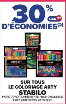 Carrefour Stabilo Sur tous le coloriage arty offre