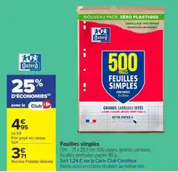 Carrefour Oxford Feuilles simples offre