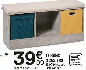 Centrakor Le banc 3 casiers offre