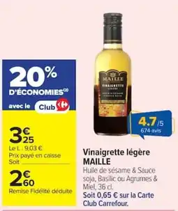Carrefour Market MAILLE Vinaigrette légère offre