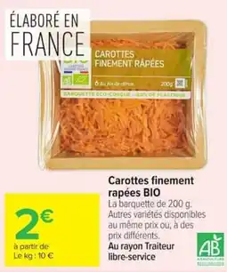 Carrefour Market Carottes finement rapées BIO offre