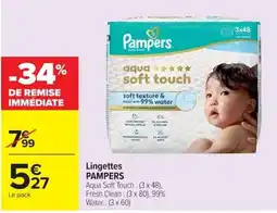 Carrefour Market Pampers Lingettes Aqua Soft Touch offre