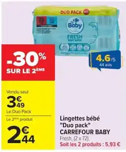Carrefour Market CARREFOUR BABY Lingettes bébé offre