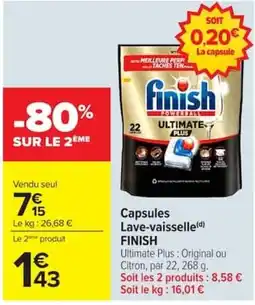 Carrefour Market Finish Capsules Lave-vaisselle offre