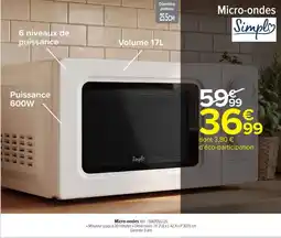 Carrefour Market Simply Micro-ondes offre
