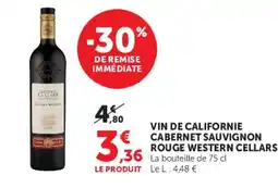 Super U WESTERN CELLARS VIN DE CALIFORNIE offre