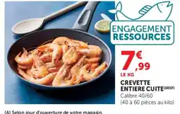 Super U CREVETTE ENTIÈRE CUIT offre