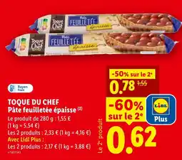Lidl Toque du Chef Pâte feuilletée épaisse offre