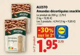 Lidl ALESTO Amandes décortiquées snackin offre