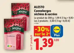 Lidl ALESTO Canneberges séchées & sucrées offre
