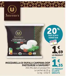 Maximarché U saveurs mozzarella di bufala campana dop pasteurise offre