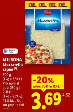 Lidl Milbona Mozzarella râpée offre