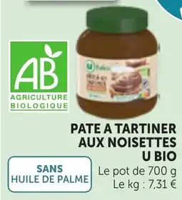 Maximarché U BIO PATE A TARTINER AUX NOISETTES offre